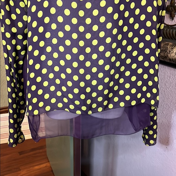 Dolce & Gabbana Purple and
Green Polka Dot Silk Blouse Layered Sz 44 - Picture 3 of 10